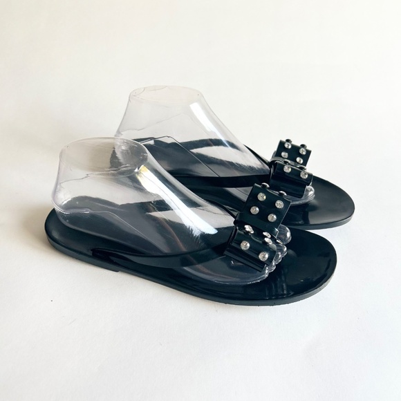 Kate Spade Black Synthetic Bow Glitter Flip Flops size 10 - Picture 15 of 15
